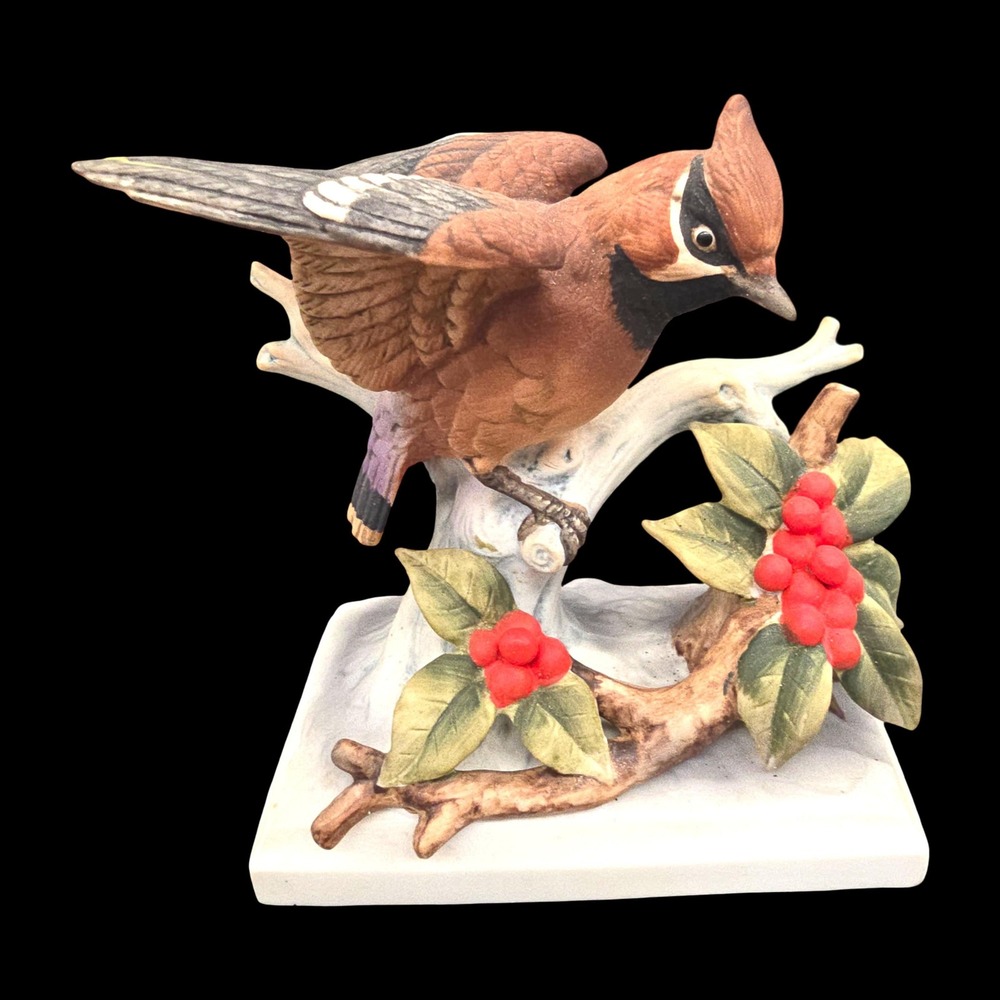 Lefton China Waxwing Bird Figurine KW4954 Hand Painted Porcelain Japan Vintage